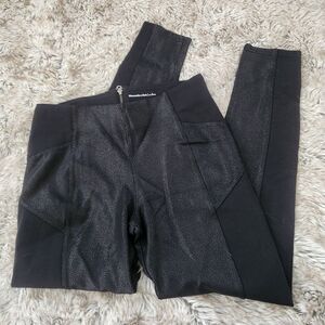 Abercrombie & Fitch Black Speckled Back Zip Ankle Length Leggings Size Small